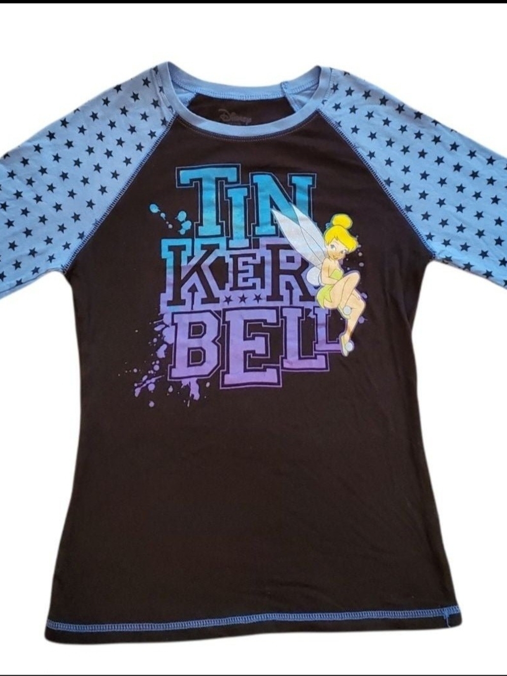 Disney Tinker Bell Graphic Tee Black & Light Blue